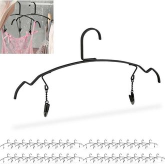 Relaxdays Set De 40 Perchas Con Pinzas Para Pantalones, Colgadores Ropa Interior, Lencer&iacute;a, Metal, 33 Cm Ancho, Negro