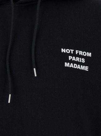 Dr&ocirc;le de Monsieur Mens Hooded Sweatshirt Black Cotton Logo Sweatshirts Sweater