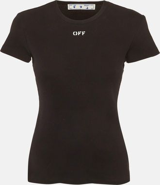 Off-white Black Logo Print Rib Knit T-Shirt