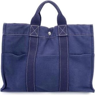 Hermès Pre-owned Tote Bags, female, Blue, Size: ONE SIZE Pre-owned Leather totes