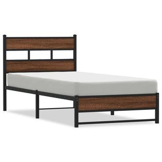 Berkfield Home Metal Bed Frame without Mattress Brown Oak 107x203 cm