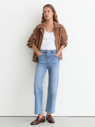 Reiss Dark Blue Straight-leg Cropped Jeans, 32L