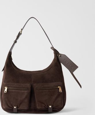 Furla Lynette Borsa A Spalla L Toni Cioccolato Marrone Camoscio Donna