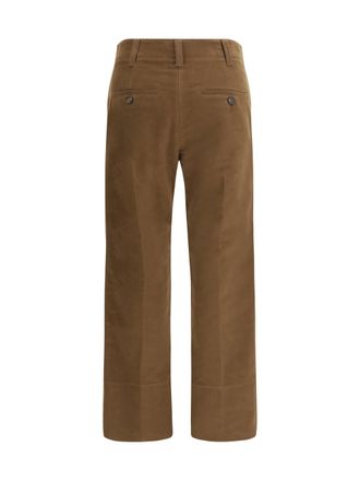 Brunello Cucinelli Stretch Cotton Cigarette Trousers - Brown