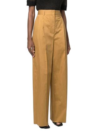 Ferragamo High-Waisted Wide Leg Trousers - Beige