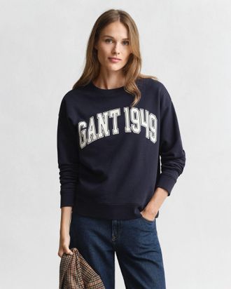 GANT Women Graphic Crew Neck Sweatshirt (XXL) MARINE