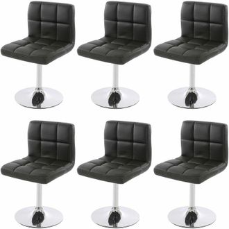 Hhg [nunca Usado] Lote De 6 Sillas De Comedor Silla Giratoria Silla Kavala Imitaci&oacute;n Cuero Cromo, Negro