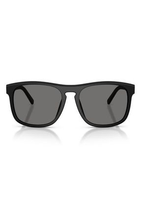 Ferrari 57mm Polarized Square Sunglasses in Black Matte /Polar Dark Grey at Nordstrom