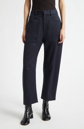 Nili Lotan Shon Virgin Wool Crop Pants in Midnight at Nordstrom, Size 12