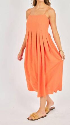 Sadie & Sage Good Day Pleated Midi Dress In Orange