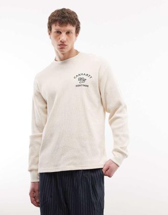 Carhartt Work in Progress Eightynine - T-shirt a maniche lunghe colore neutro a nido dape