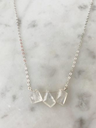 A Blonde and Her Bag Sterling Silver 3 Odd Stone Moonstone Bar Necklace