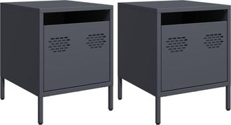 vidaXL Bedside Cabinets 2 pcs Anthracite 35x39x43.5 cm Steel Vidaxl