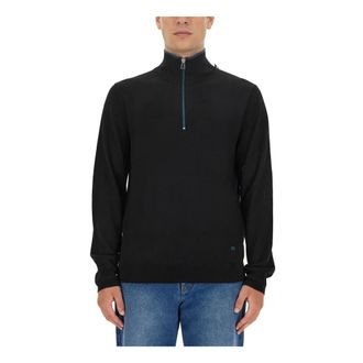 Paul Smith Turtlenecks, male, Black, Size: XL Embroidered Logo Merino Jumper