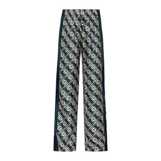 Casablanca Wide Trousers, female, Blue, Size: XS Silk Monogram Trousers