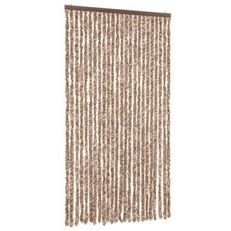 vidaXL Vidaxl - Cortina Antimoscas Chenilla Beige Y Marr&oacute;n Oscuro 100x200 Cm