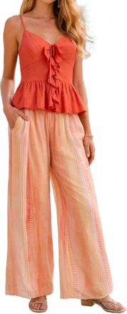 Elan Printed Wide Leg Pants In Red Multi