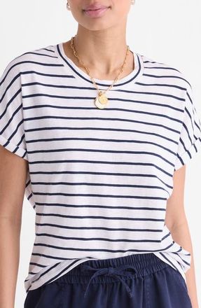 Vineyard Vines Relaxed Fit Cotton T-Shirt in B.stripe- White/navy at Nordstrom, Size Xx-Small