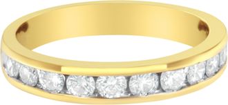 House of Brilliance IGI Certified 18K Yellow Gold 1.0 Cttw Channel Set Round-Cut Diamond 11 Stone Anniversary/Wedding Band Ring