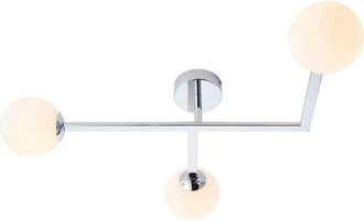 Loops Polished Chrome Semi Flush Bathroom Ceiling Light & Opal Glass Shade - 3 Bulb
