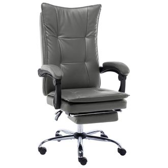vidaXL Vidaxl - Silla De Oficina De Cuero Sint&eacute;tico Gris Antracita