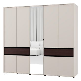 Dmora Armario Grande Ubud, Dormitorio 2 Cajones, 7 Estantes, Barra Para Colgar, 228x211h Cm Blanco Crema