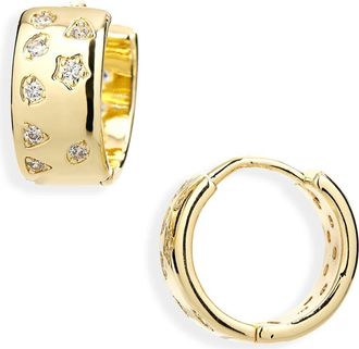 Nordstrom Rack CZ Huggie Hoop Earrings in Clear- Gold at Nordstrom Rack