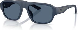 Emporio Armani Square Zonnebril - Heren - Zonnebrillen - Blauw - 55 MM - Accessoires