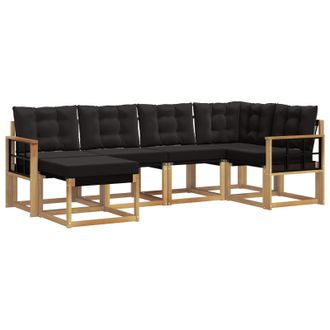 vidaXL Conjunto De Sof&aacute;s De Exterior Con Coj&iacute;n 6 Pcs Blanco Y Negro Vidaxl