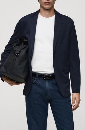 Mango Slim Fit Textured Cotton Blend Sport Coat in Dark Navy at Nordstrom Rack, Size 36