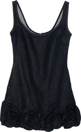 Self Portrait Indigo Denim 3 D Flower Mini Dress