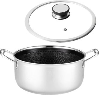 OEM Olla Profesional Mitsu De 5 L, 24 Cm Con Tapa, Dise&ntilde;o De Panal, Apta Para Inducci&oacute;n Y Gas, De Acero Inoxidable
