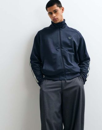 Fred Perry giacca da tuta co-ord in mesh bicolore con nastro, blu airforce scuro