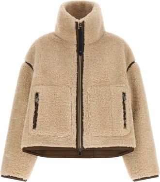 Pinko Teddy Crop Jacket - Dames - Jassen - Beige - M - Jassen