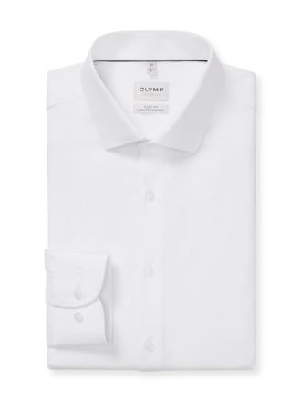Olymp Businesshemd OLYMP Level Five 24/Seven body fit, Herren, Gr. 37, N-Gr, weiss (wei&szlig;), Web, Obermaterial: 64% Baumwolle, 27% Polyester, 9% Elasthan, Hem