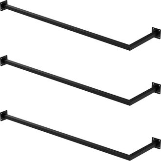 ML Design Ml-design - Set 3x Percheros De Pared Para Esquina 110 X 30 Cm De Acero Inoxidable Negro Forma De L Para Vestidor Armario Ba&ntilde;o O Cocina Barra De Almac