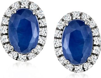 Ross-Simons Sapphire and. Diamond Earrings in Platinum