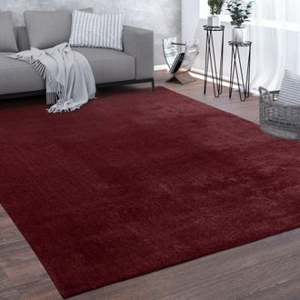 Paco Home Paco Home - Alfombra Salón Pelo Corto Lavable Monocolor Moderna Suave Rojo ø 200 cm redon
