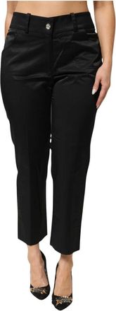 Bencivenga Cropped Trousers, female, Black, Size: 3XL Bencivenga Black Cotton Blend Cropped Straight Leg Pants