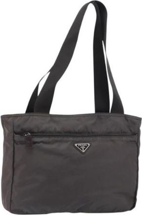 Prada Pre-owned Shoulder Bags, female, Gray, Size: ONE SIZE Pre-owned Nylon Shoulder Bag