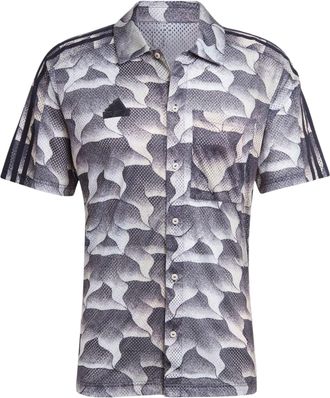 adidas Tiro Allover Print Mesh Resort Shirt Asia Sizing Black Grey IS1532