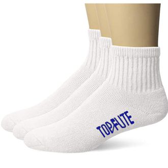 Top Flite Mens Sport Full Cushion Quarter Socks 3 Pair Pack, White, Shoe Size: 9-13 (Pack of 3)