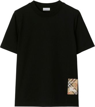 Burberry T-shirt con applicazione a quadri - Nero