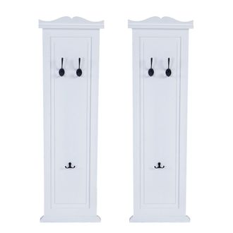 Hhg Hhg - Nunca Usado] Lote De 2 Percheros T33, Perchero De Pared, Panel Perchero, Ganchos De Pared Madera 109x28x4cm, Lacado Blanco