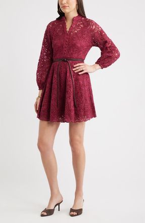 Chelsea28 Lace Long Sleeve Minidress in Burgundy Beet at Nordstrom, Size Xx-Small