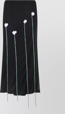Moschino midi skirt sheer overlay floral embellishments