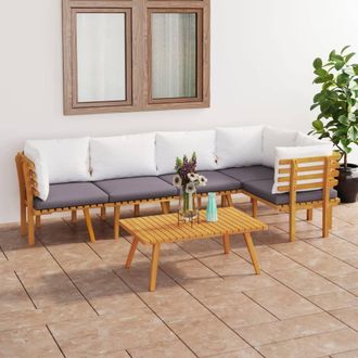 vidaXL Muebles De Jard&iacute;n 6 Piezas Con Cojines Madera Maciza De Acacia Vidaxl