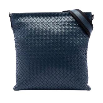 Bottega Veneta Pre-owned Woven Nappa Crossbody Bag - Dames - Pre-owned - Blauw - Maat: ONE Size Leer
