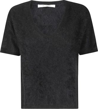 Absolut Cashmere Short-Sleeved Cashmere Knit Top With V-Neckline