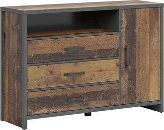 Petits Meubles Aparador 1 puerta y 3 cajones estratificado marrón gris